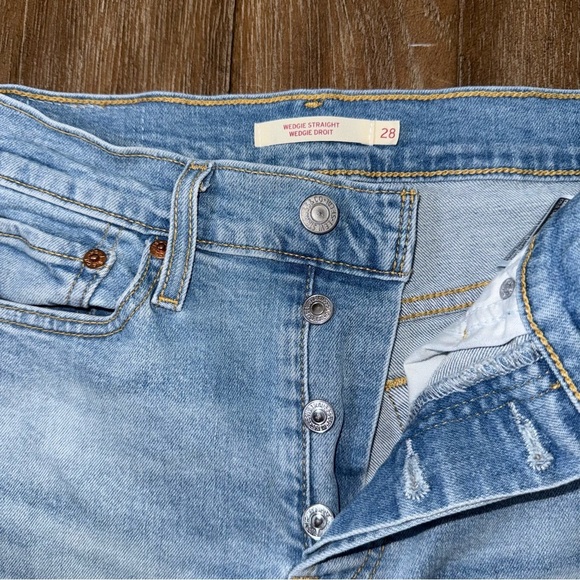Levi’s Wedgie Straight Jean High Rise Button Fly Droit Fray - Picture 6 of 12
